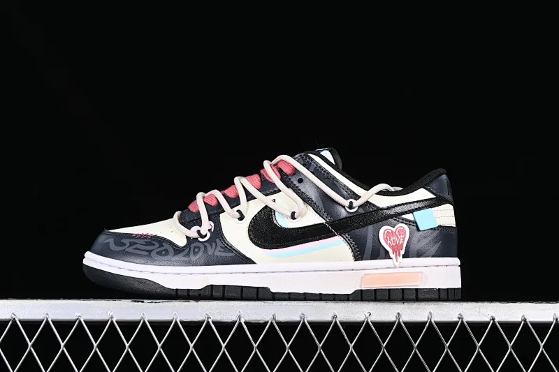 All Categories Nk SB Dunk Series Nk SB Dunk Low Low-top sneakers Customized large box Nk Dunk Low Panda Prank-Psychedelic Love SB strap low-top casual sneakers CW1590-100